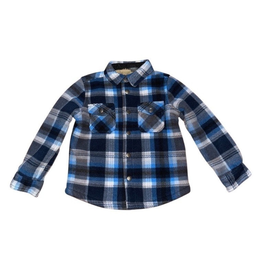 Eddie Bauer Shirt Jacket Kids 4/5 Plaid Sherpa lining shacket cabincore snap
